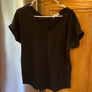 Pink Rose Black Short Sleeve Top